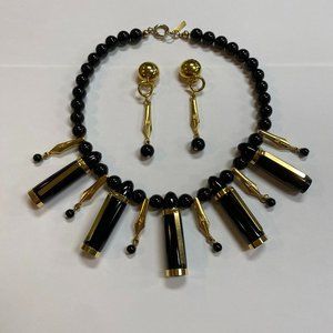 Vintage MOSCHINO Ballpoint Pen Charm Novelty Necklace & Earrings Set